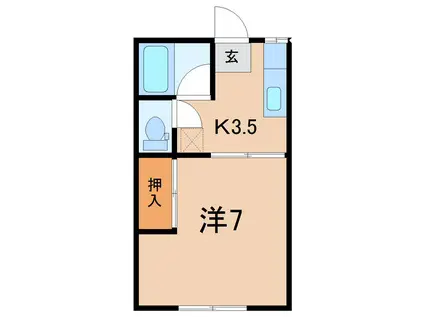 リーベンスハイムA棟(1K/2階)の間取り写真