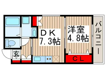 CIEL天王台(1DK/2階)の間取り写真