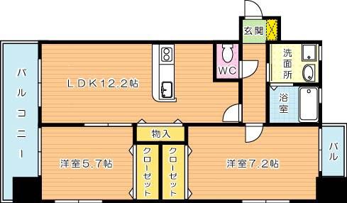 レジェンド砂津(2LDK/2階)の間取り写真