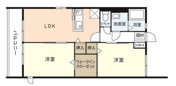 ルミエール己斐上(2LDK/2階)の間取り写真