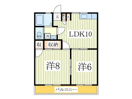 ヴィラ丘(2LDK/1階)の間取り写真