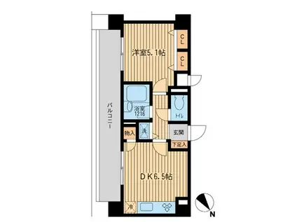 ラポール三田(1DK/7階)の間取り写真