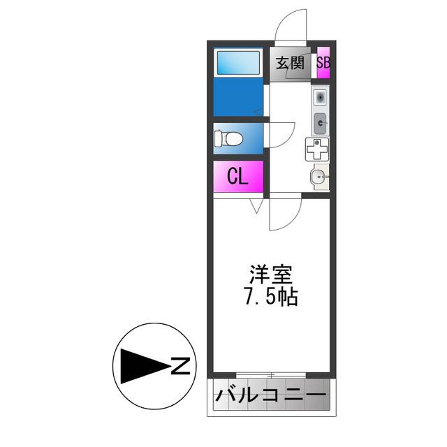 ソーレルヴァン(1K/1階)の間取り写真