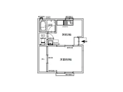SUN上星川(1DK/1階)の間取り写真