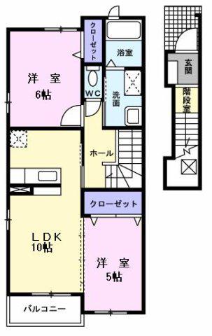 フェアリーテイル(2LDK/2階)の間取り写真