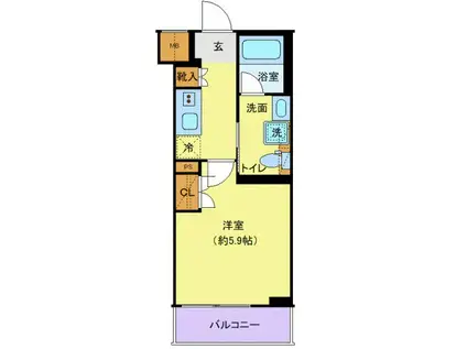 クレヴィスタ横浜鶴見(1K/5階)の間取り写真