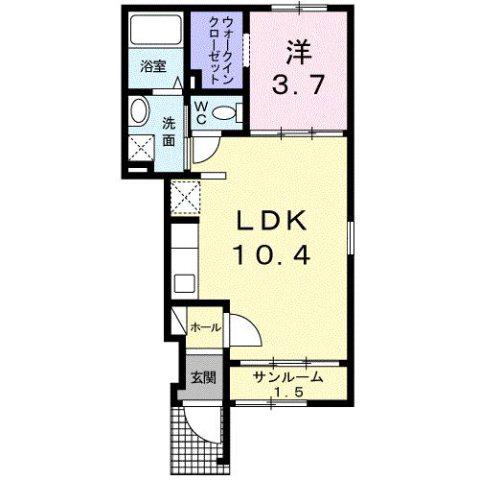 エクセレントロジェB(1LDK/1階)の間取り写真