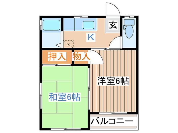 富士アパートB棟(2K/2階)の間取り写真