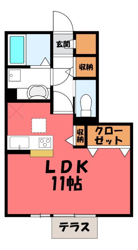 マロニエジャルダン A(ワンルーム/1階)の間取り写真