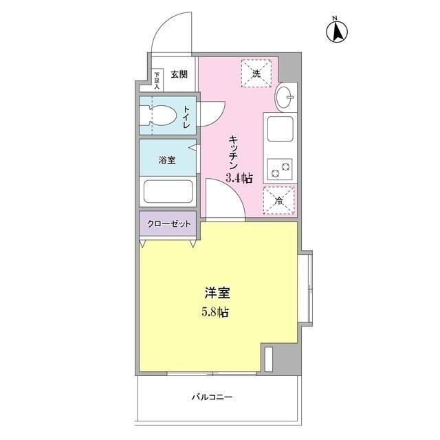 ペルレ世田谷(1K/4階)の間取り写真