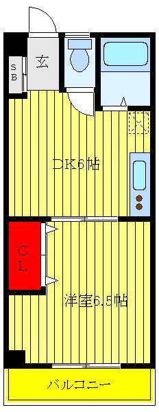 桜井ビル(1DK/3階)の間取り写真