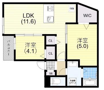 C-GRID山下町(2LDK/2階)の間取り写真