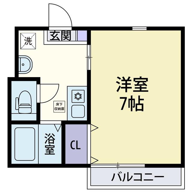 プレイスヨコハマ(1K/1階)の間取り写真