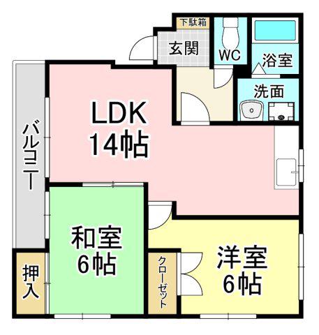 KAKU BLD(2LDK/3階)の間取り写真