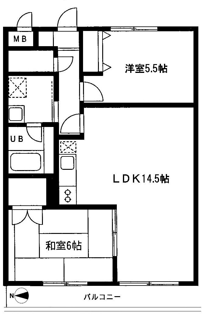 ベルハウス湘南藤沢(2LDK/4階)の間取り写真