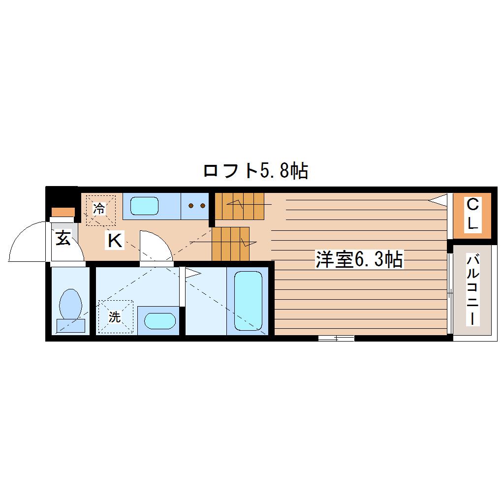 ハーモニーテラス福住町II(1K/1階)の間取り写真