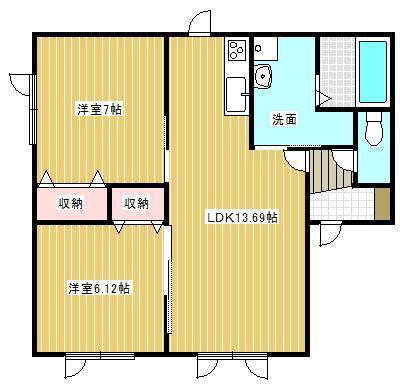 プランドールK・I(2LDK/1階)の間取り写真