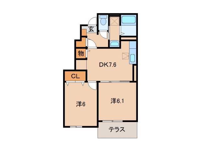 JR紀勢本線 藤並駅 徒歩12分 2階建 築7年(2DK/1階)の間取り写真