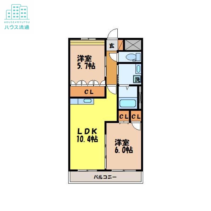 アイディール(2LDK/2階)の間取り写真