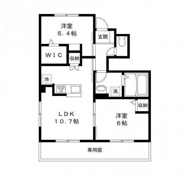 エルメゾンエイザC棟(2LDK/1階)の間取り写真