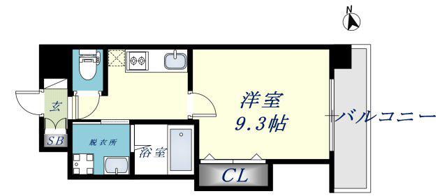 LUXE布施北1(1K/7階)の間取り写真