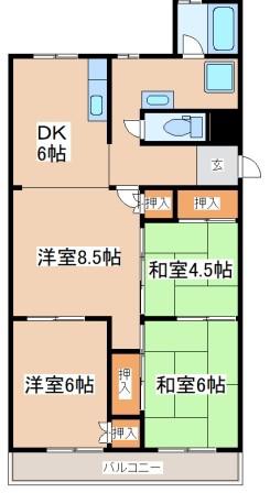 小束山2号棟(3LDK/4階)の間取り写真