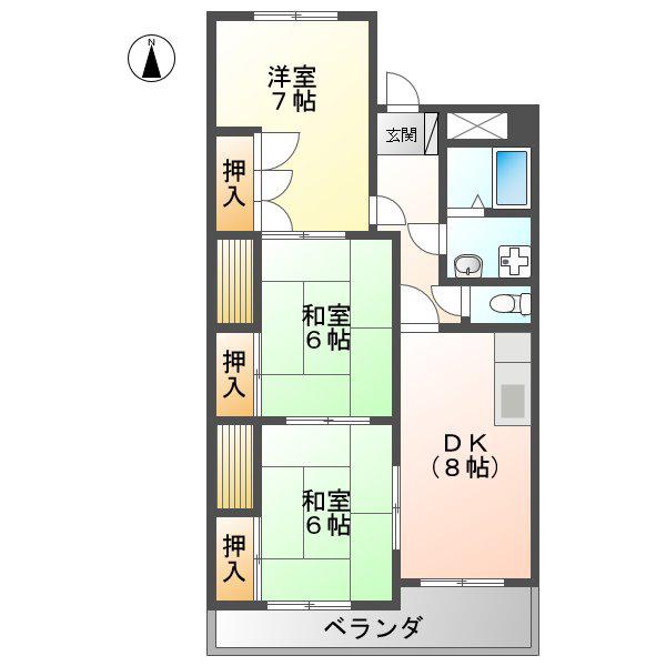 ハイツ本郷(3DK/2階)の間取り写真