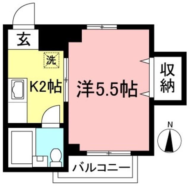 芦花ハイツ(1K/3階)の間取り写真