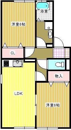 ヴィラージュ コヒジ(2LDK/2階)の間取り写真