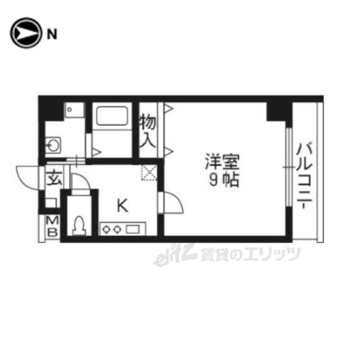 EXCEED桂(1K/2階)の間取り写真