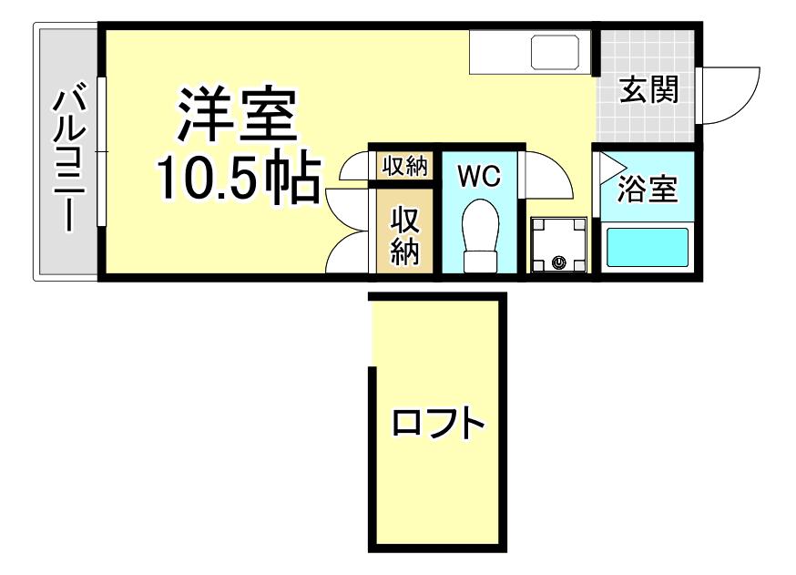 オアシス中央町(ワンルーム/1階)の間取り写真