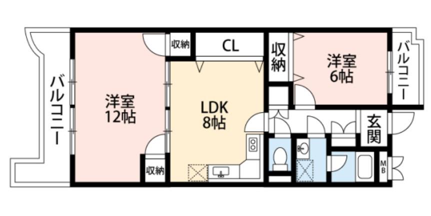 新栄アンピール井尻(2LDK/4階)の間取り写真