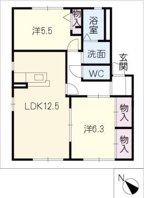 ハイツかすみ(2LDK/1階)の間取り写真