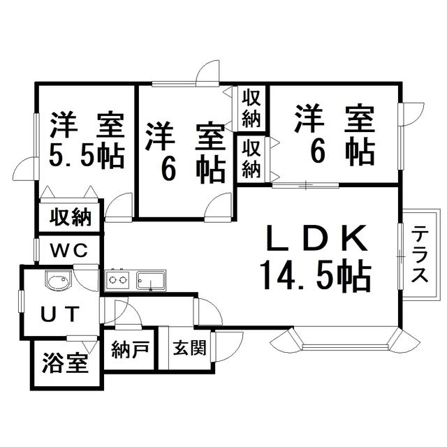 リリーコーポ(3LDK/1階)の間取り写真