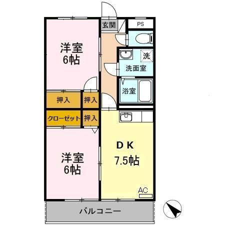 サンフォーレK(2DK/3階)の間取り写真