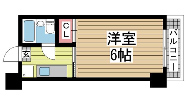 山手ダイヤハイツB(1K/7階)の間取り写真