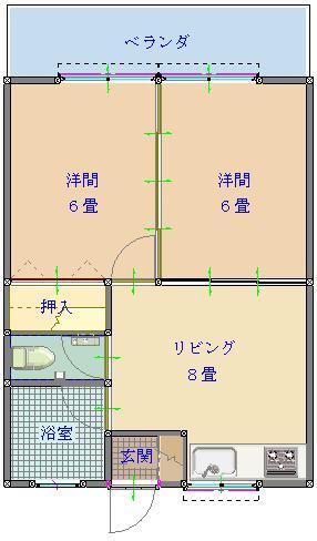 フロントキャッスル(2DK/2階)の間取り写真