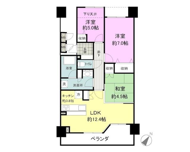 ウィステリア大手町(3LDK/6階)の間取り写真