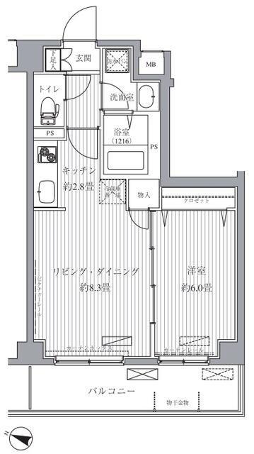 サニーリヴ北新横浜(1LDK/6階)の間取り写真