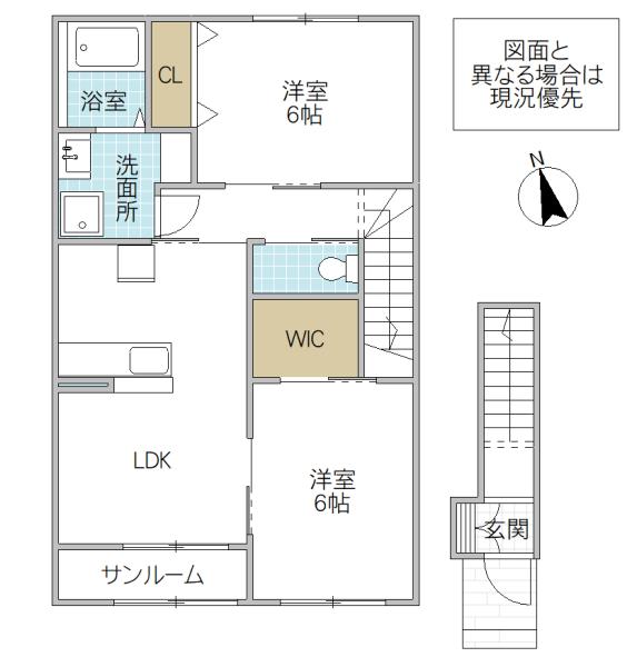 リッツガーデン吉沢 B棟(2LDK/2階)の間取り写真