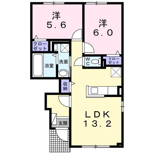 EVITA(2LDK/1階)の間取り写真