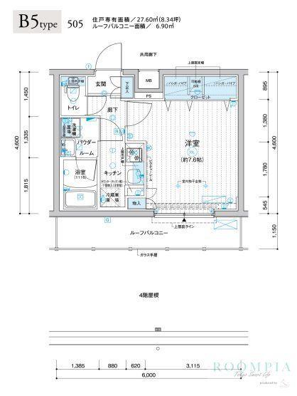 メインステージ上板橋(1K/5階)の間取り写真