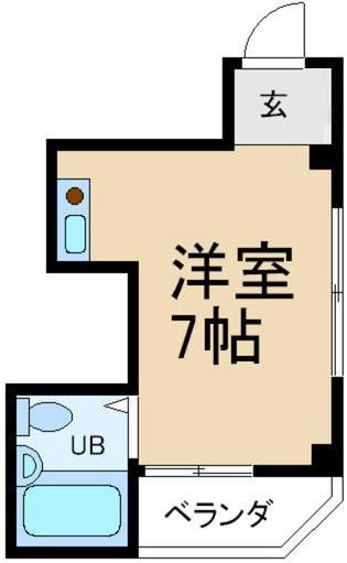 グリーンパレス(ワンルーム/1階)の間取り写真