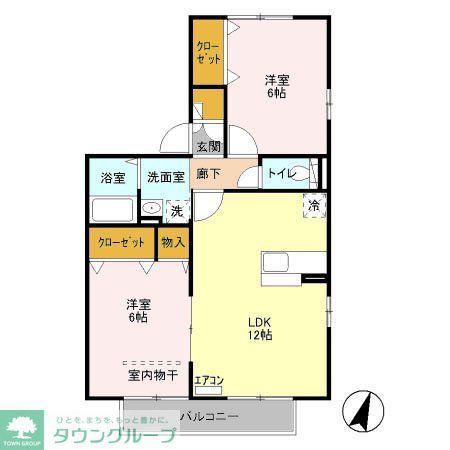 アドラーブルI(2LDK/2階)の間取り写真