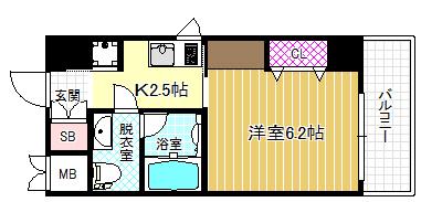 AXIS UMEKITA(1K/4階)の間取り写真