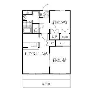 シャングリラ壱番館(2LDK/1階)の間取り写真