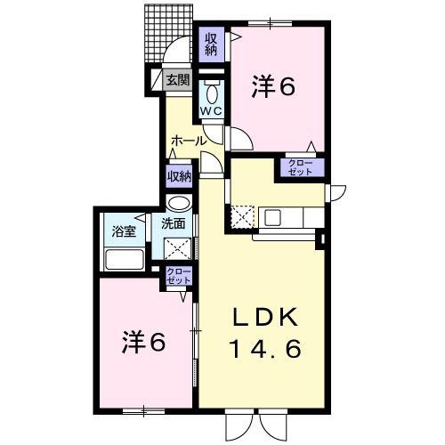 ラフレシール(2LDK/1階)の間取り写真