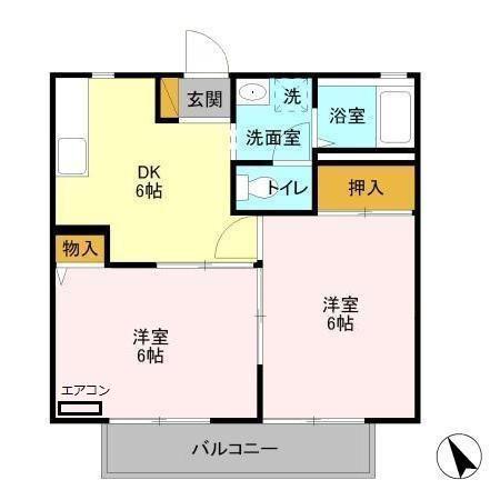 ルミエール II(2DK/1階)の間取り写真