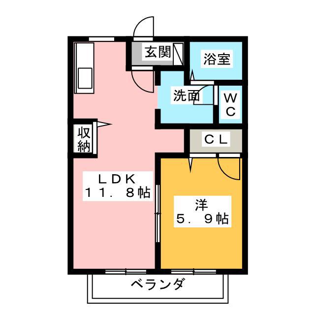 ゆめさきD(1LDK/2階)の間取り写真