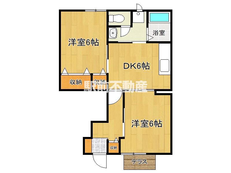 グランディールB(2DK/1階)の間取り写真
